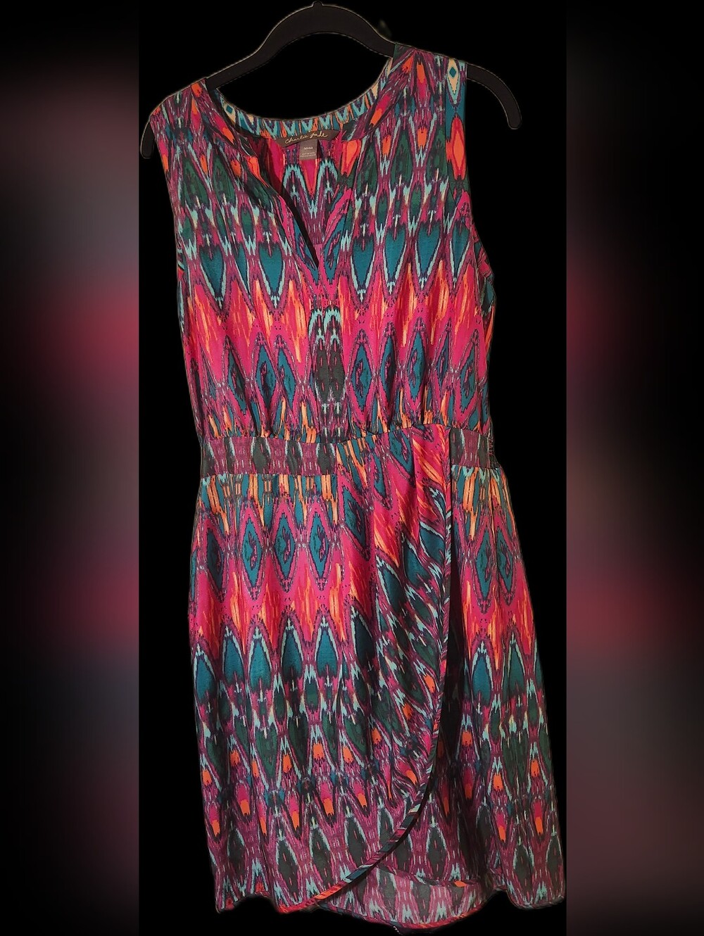 charlie jade Sleeveless Midi Dress in Fuchsia, Teal & Orange Ikat